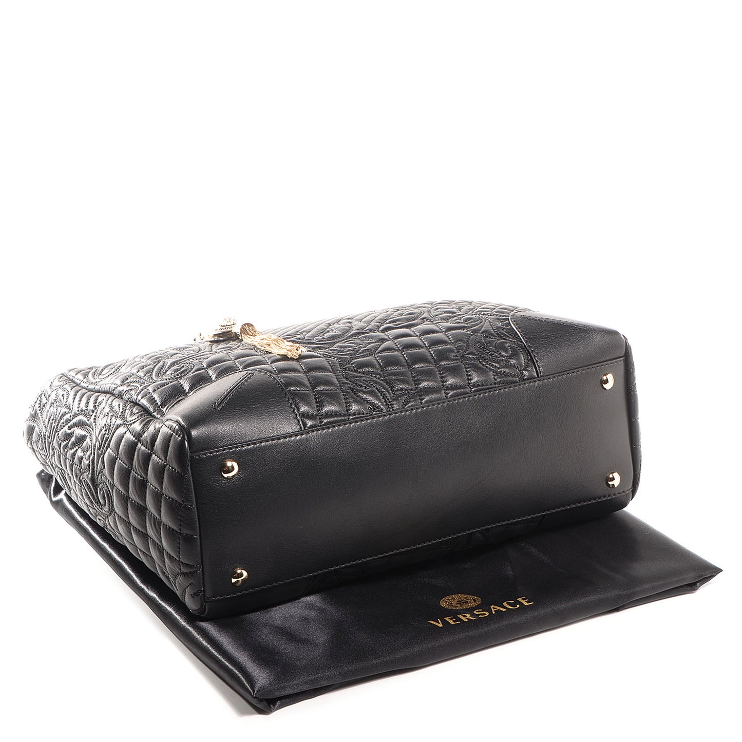 Barocco Quilted Leather Elettra Vanitas Tote Black