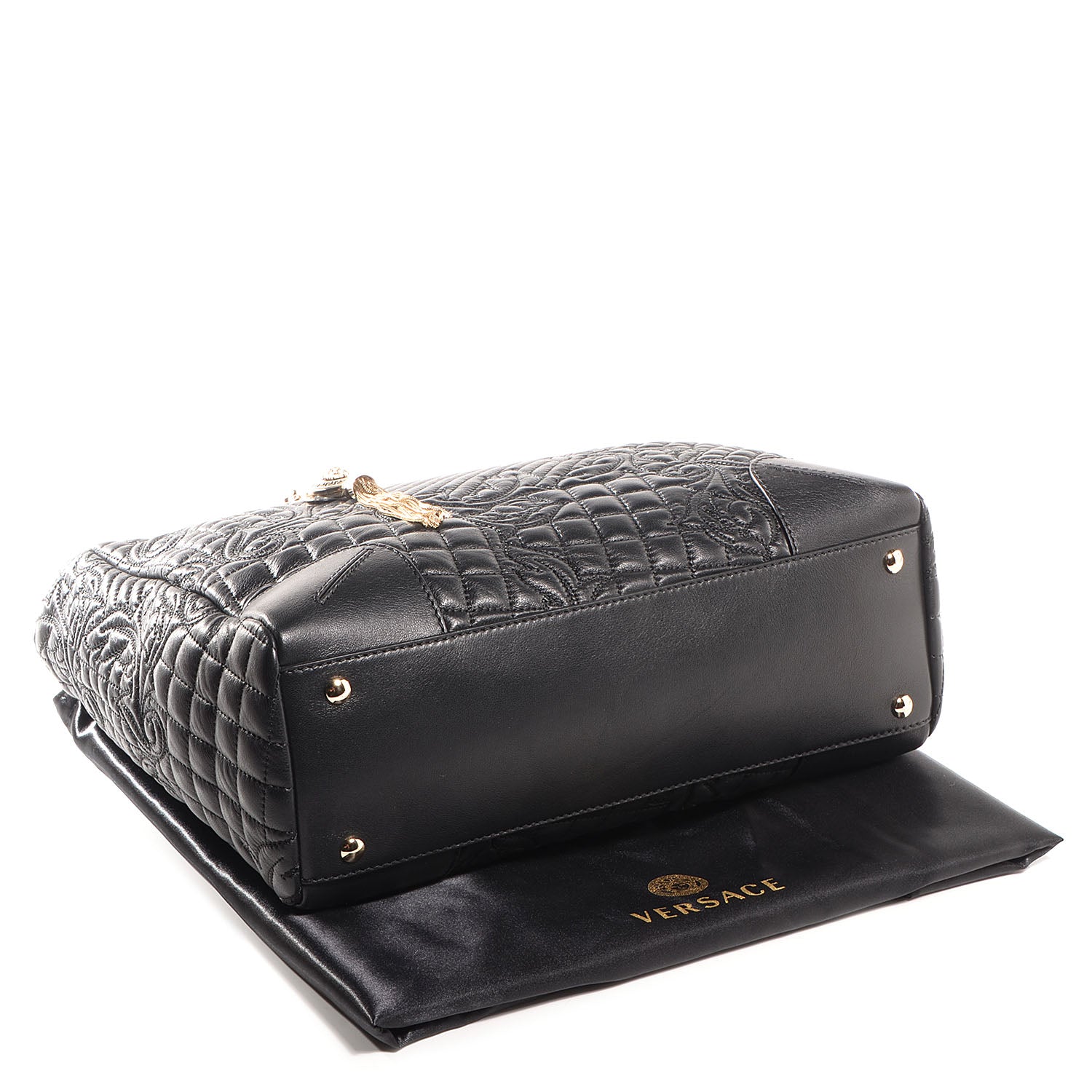 Versace Barocco Quilted Leather Elettra Vanitas Tote Black 4 of 9