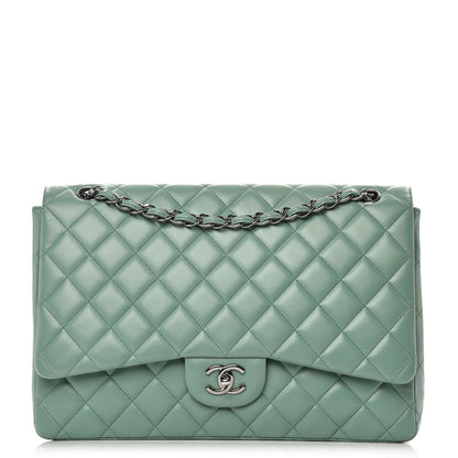 Chanel Lambskin Quilted Maxi Single Flap Green 1 of 11