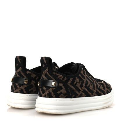 Fendi Fabric FF Micro-Perforated Rise Low Top Sneakers 36.5 Tobacco Black 5 of 12