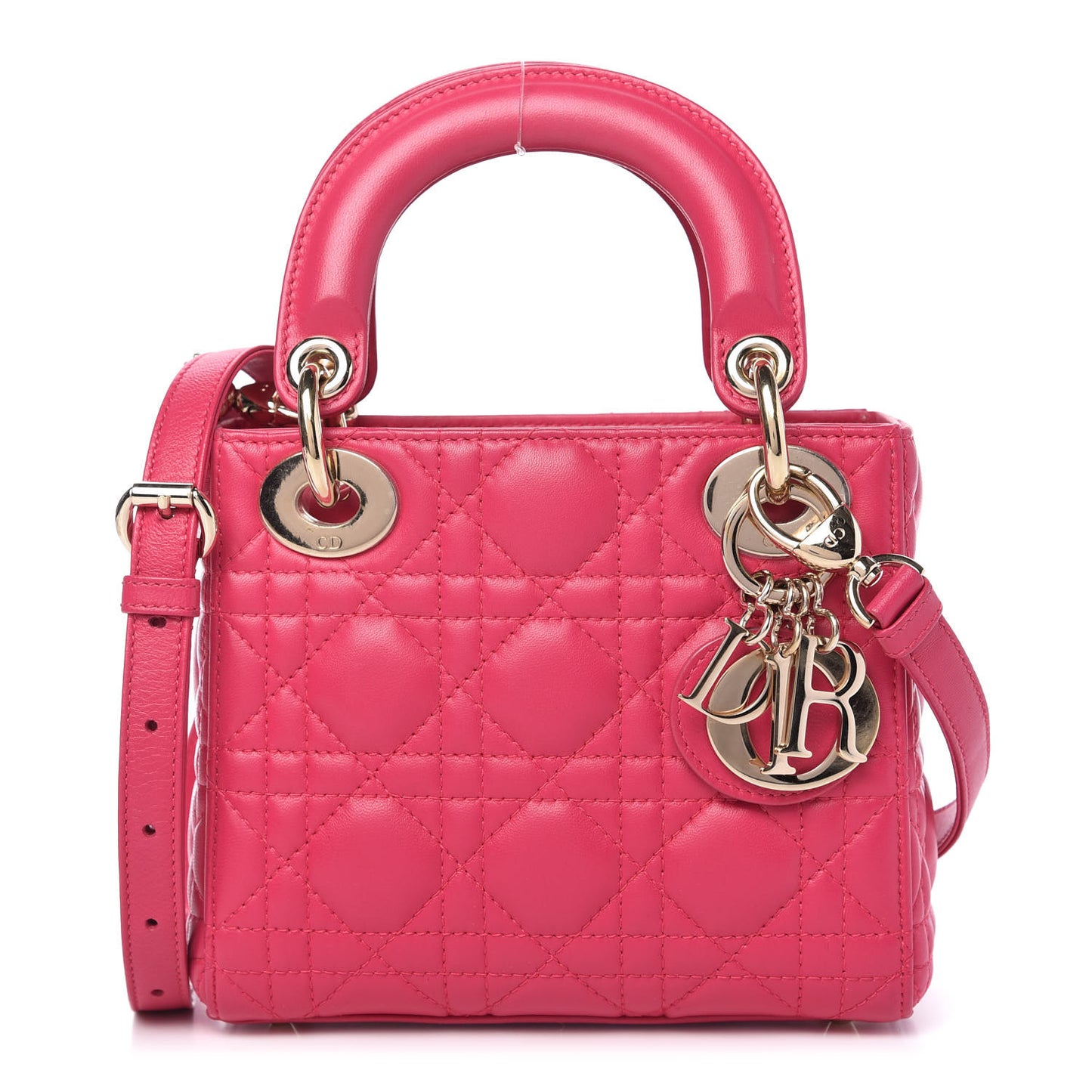 Lambskin Cannage Mini Lady Dior Fuchsia
