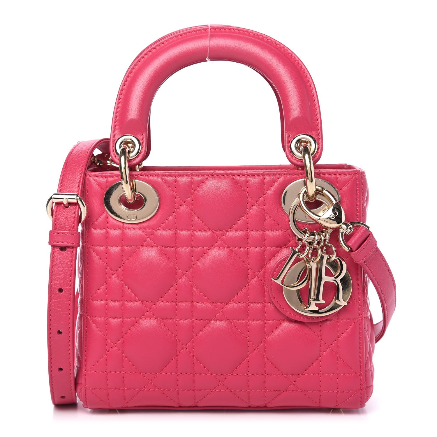 Christian Dior Lambskin Cannage Mini Lady Dior Fuchsia 1 of 9