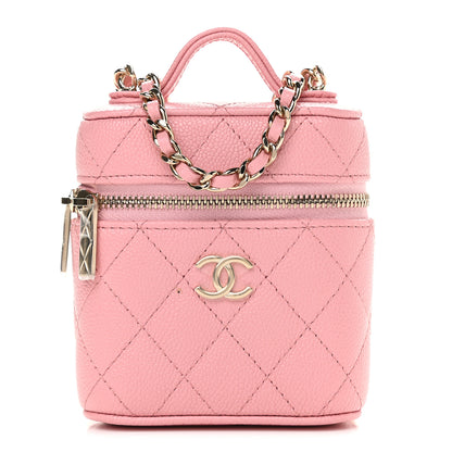 Chanel Caviar Quilted Small Handle With Care Vanity Case With Chain Pink 1 of 9