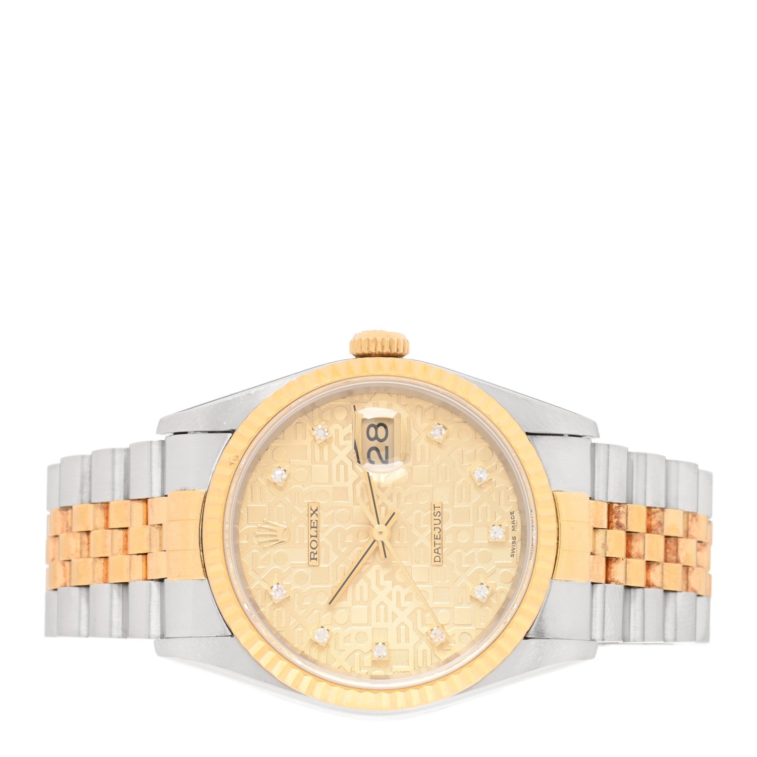 Rolex Stainless Steel 18K Yellow Gold Diamond 36mm Oyster Perpetual Datejust Watch Champagne Jubilee 16233 2 of 4