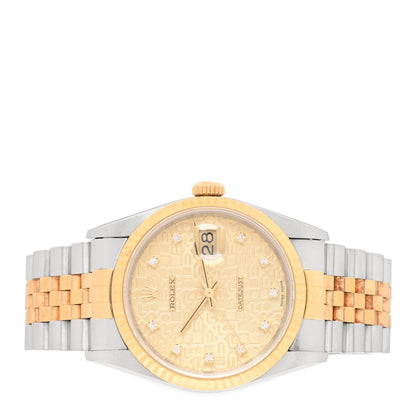 Rolex Stainless Steel 18K Yellow Gold Diamond 36mm Oyster Perpetual Datejust Watch Champagne Jubilee 16233 2 of 4