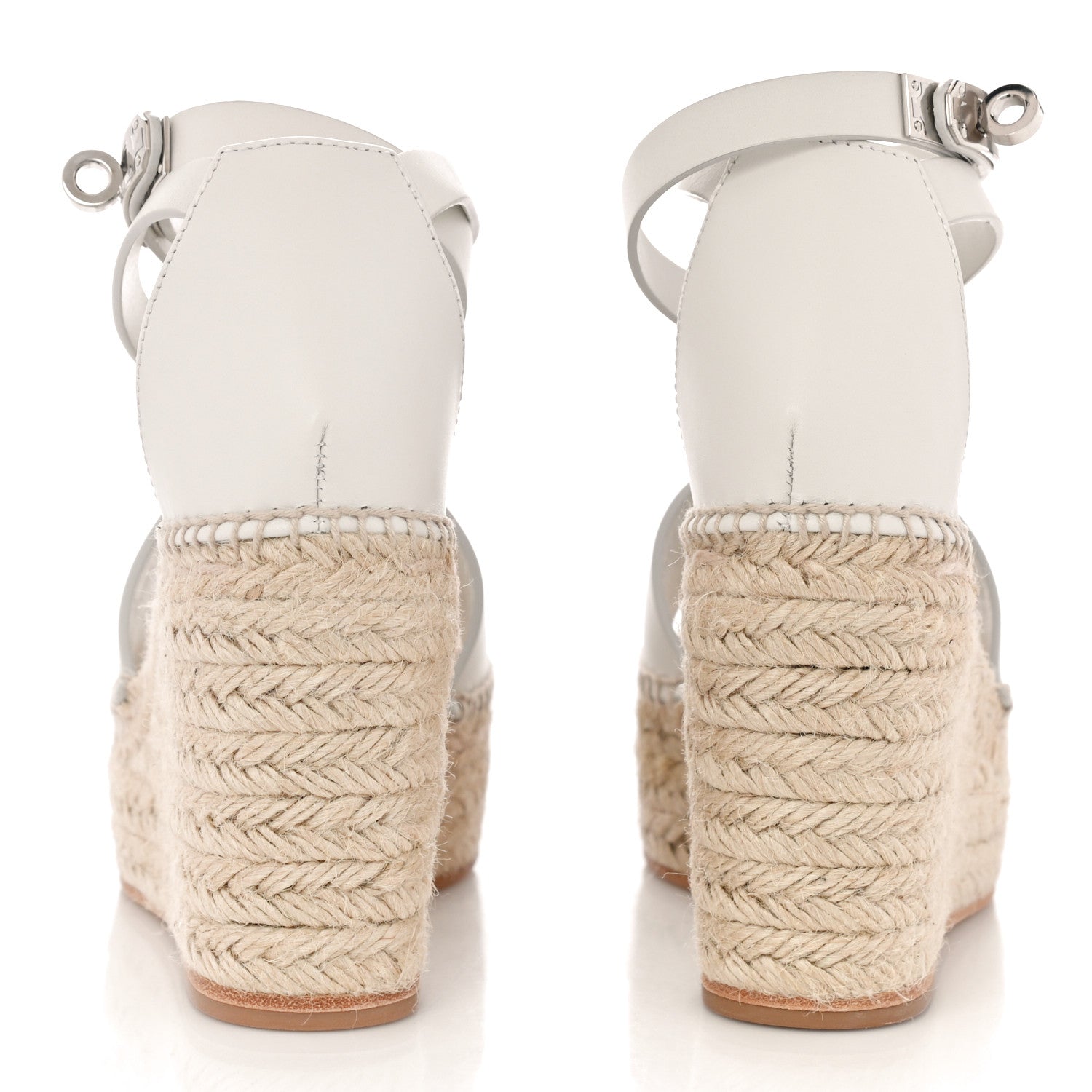 Hermes Calfskin Tipoli Espadrille Wedges 37 White 6 of 13