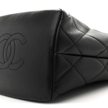 Chanel Lambskin Quilted Crystal Small CC Chain Hobo Black 10 of 11