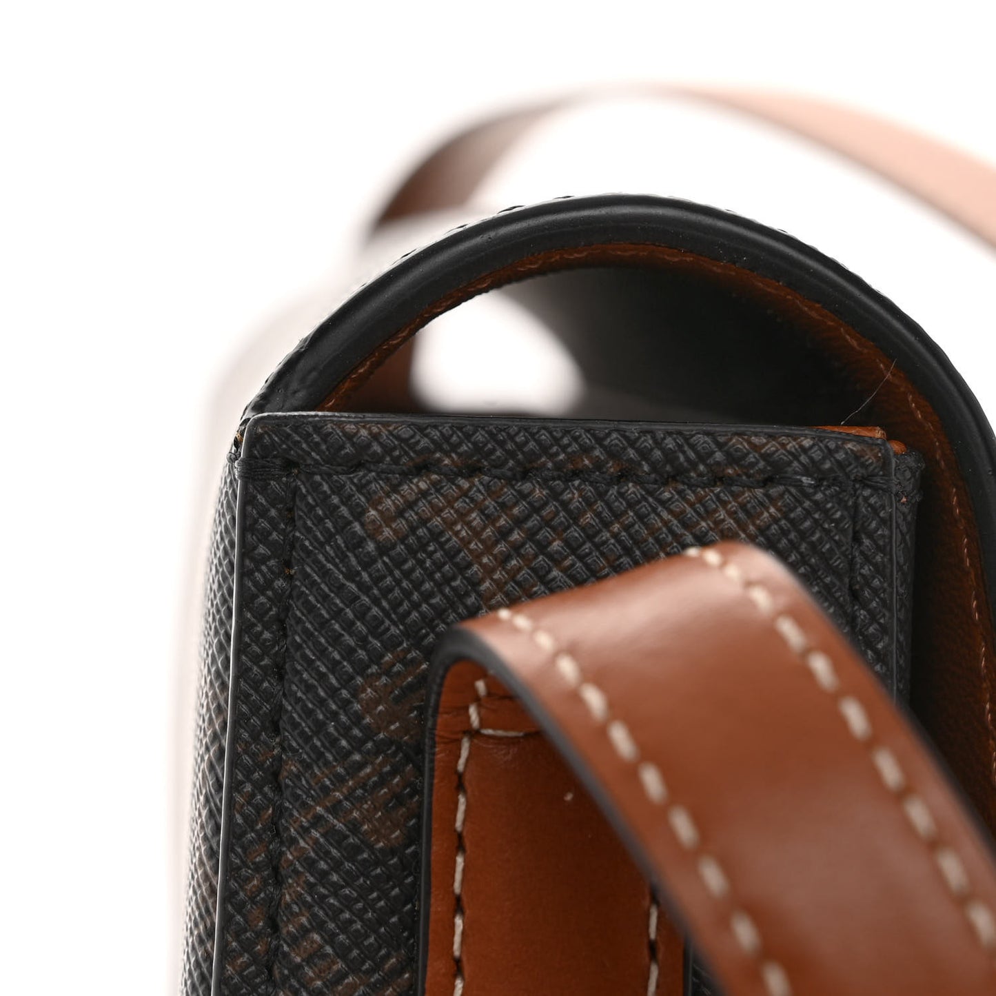 Canvas Calfskin Triomphe Shoulder Bag Tan