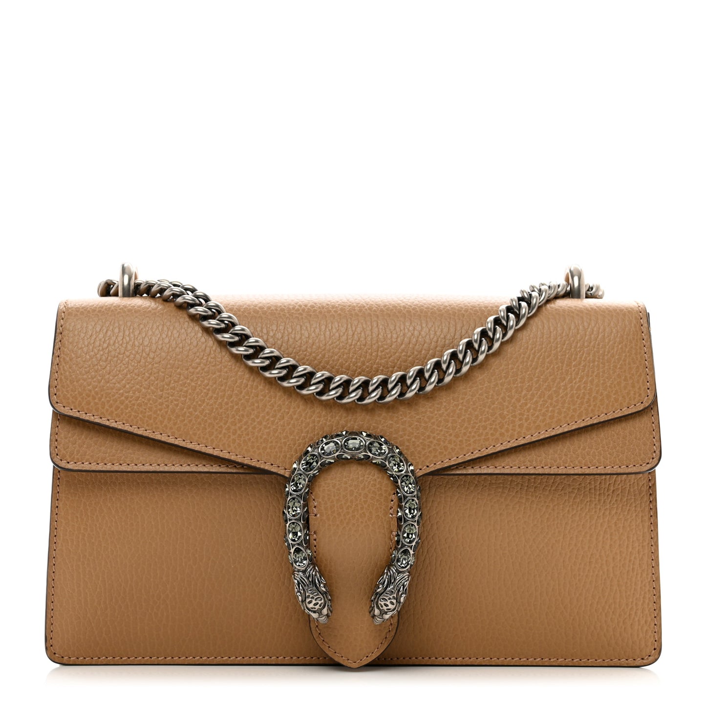 Dollar Calfskin Crystal Small Dionysus Shoulder Bag Natural Tan Black Diamond