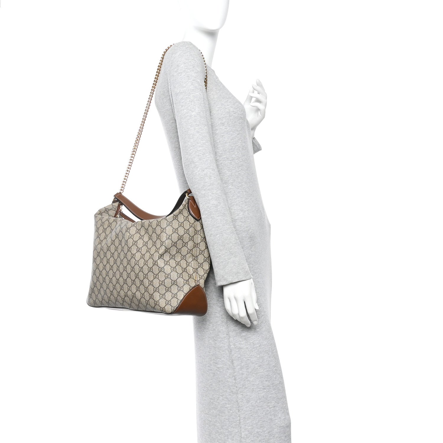 Gucci GG Supreme Monogram Large Linea A Hobo Light Brown 2 of 11
