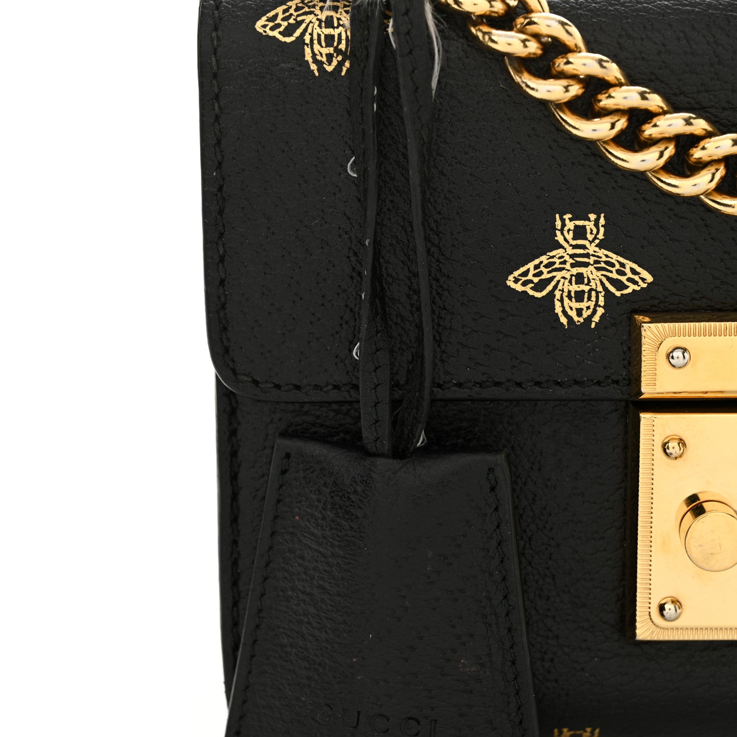 Gucci Grained Calfskin Bee Star Small Padlock Shoulder Bag Black 18 of 18