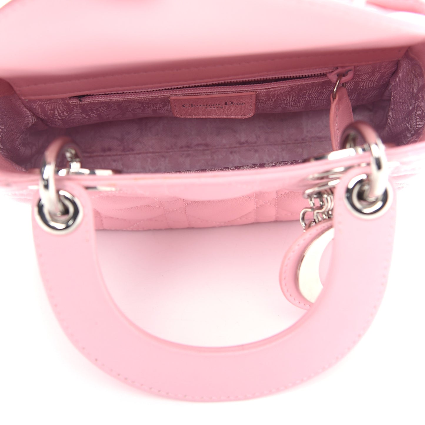 Lambskin Cannage Mini Lady Dior Rose Clair