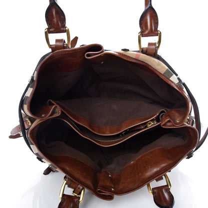 Burberry House Check Bridle Calfskin Rowan Tote Dark Tan 5 of 18