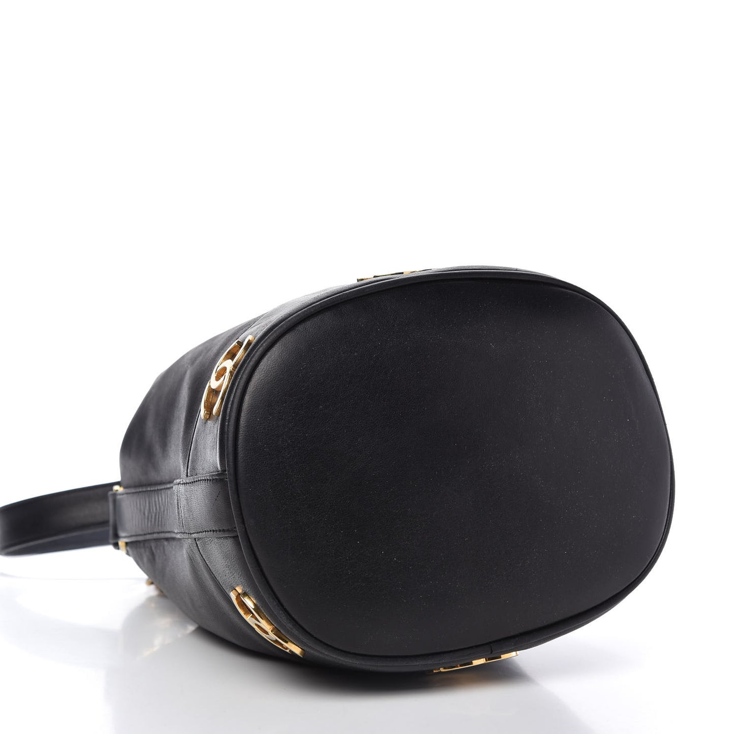 Lambskin Drawstring Bucket Bag Black