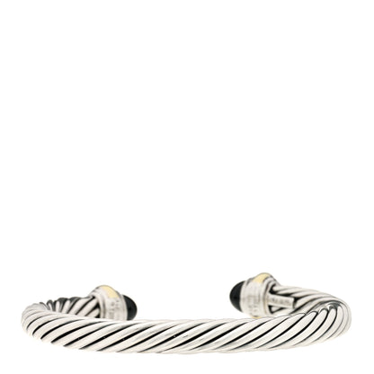 David Yurman Sterling Silver 14K Yellow Gold Black Onyx 7mm Cable Classics Bracelet 2 of 3