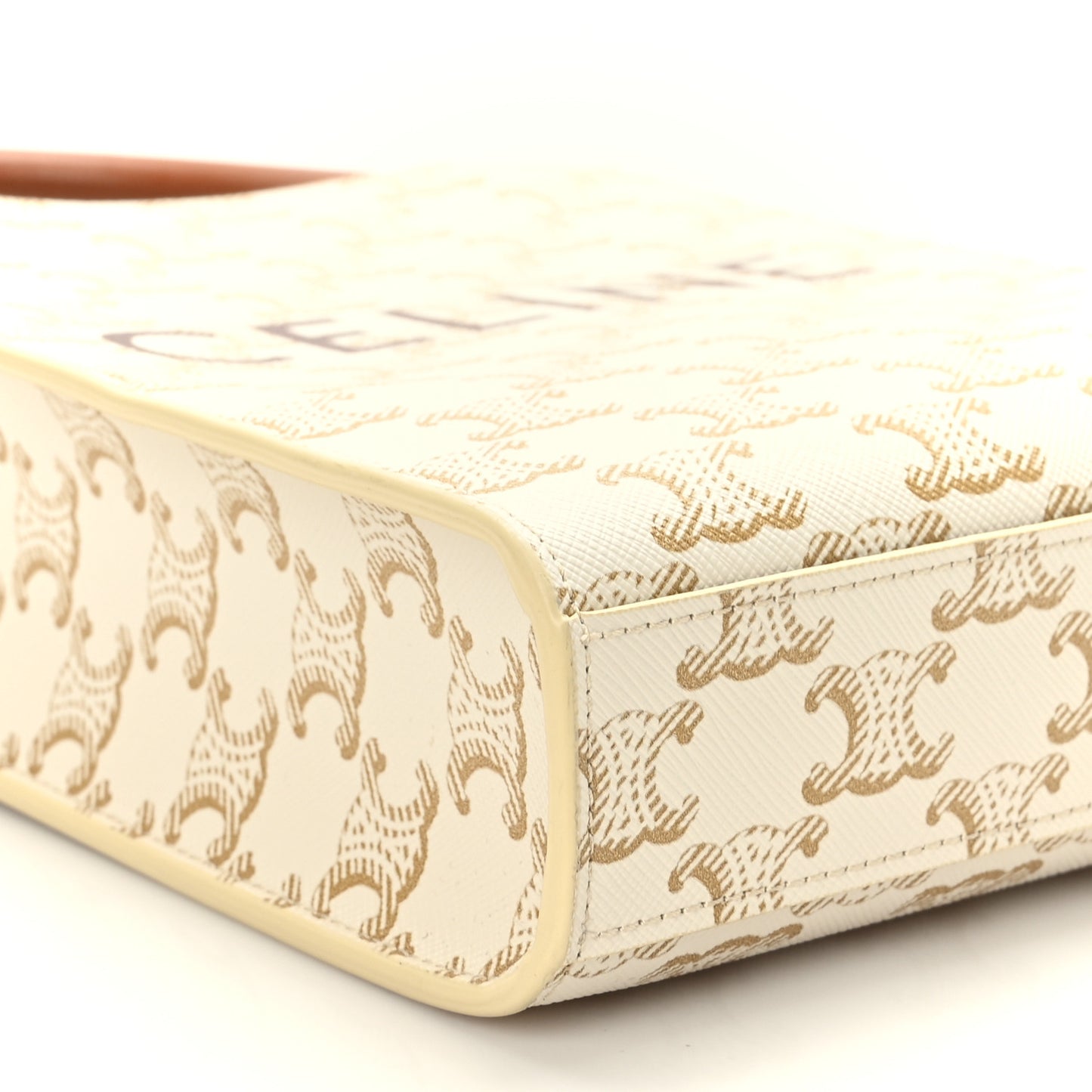 Triomphe Canvas Calfskin Mini Vertical Cabas White