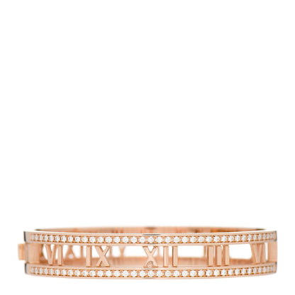 Tiffany 18K Rose Gold Diamond Atlas Open Hinged Bangle Bracelet 1 of 4