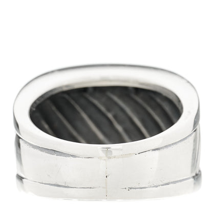 David Yurman Sterling Silver Diamond Cable Cigar Band Ring 54 7 3 of 4