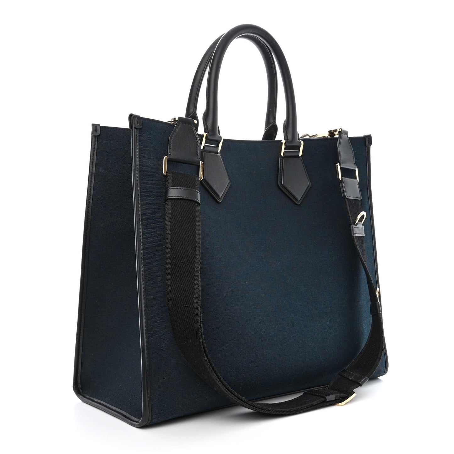 Canvas Calfskin DG Logo Shopper Black