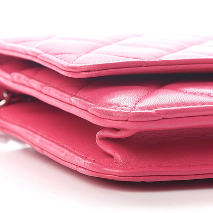 Chanel Lambskin Quilted Wallet on Chain WOC Pink 9 of 11