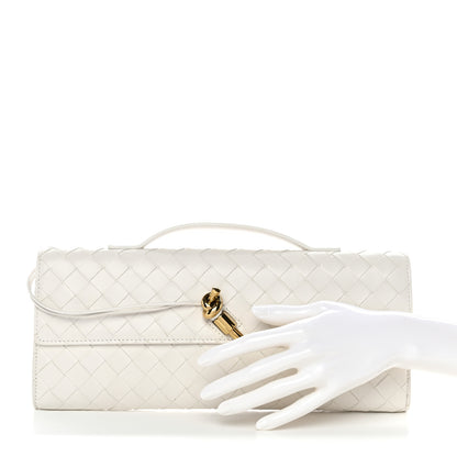 Bottega Veneta Nappa Intrecciato Long Andiamo Top Handle Clutch White 3 of 10