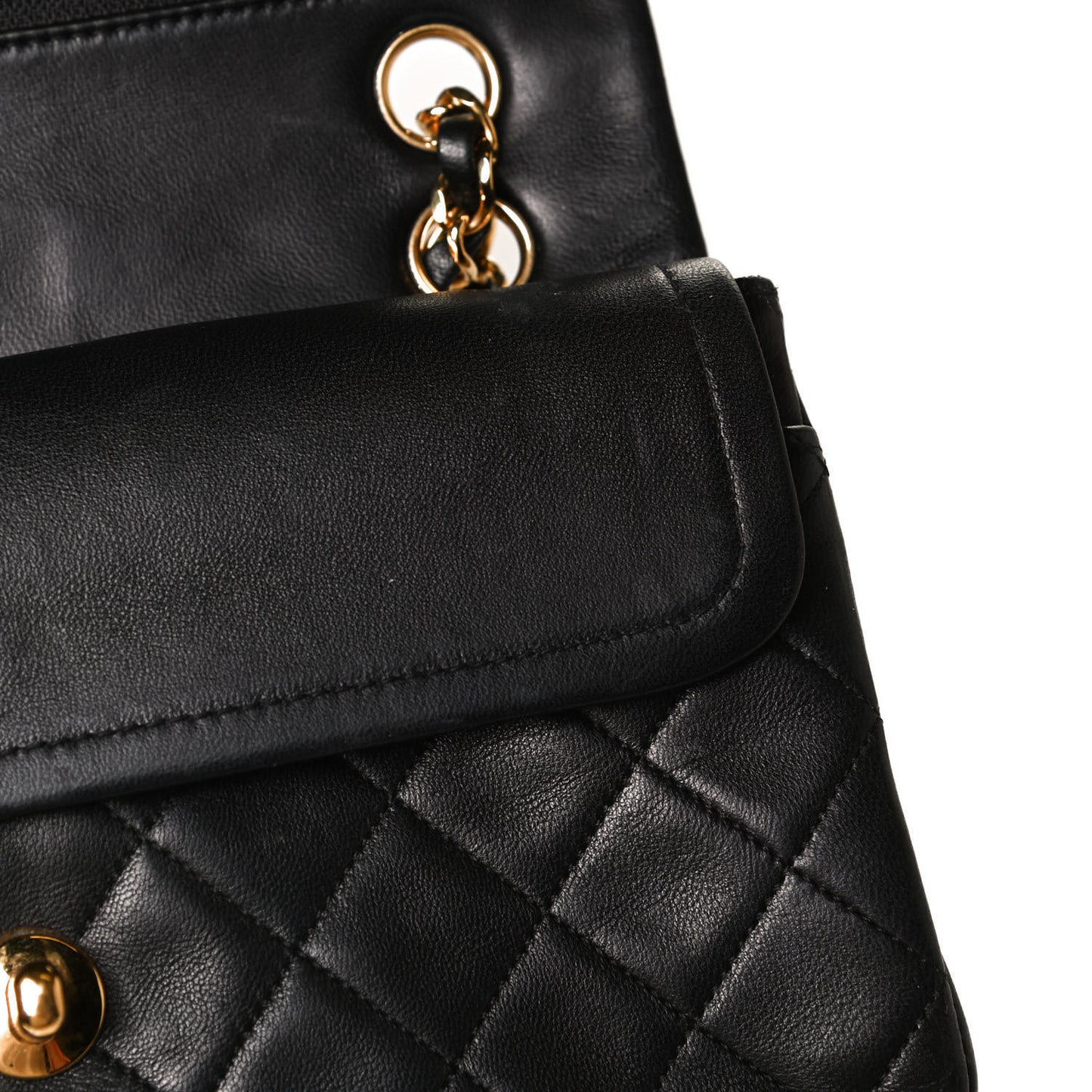 Lambskin Quilted Small Double Flap Black