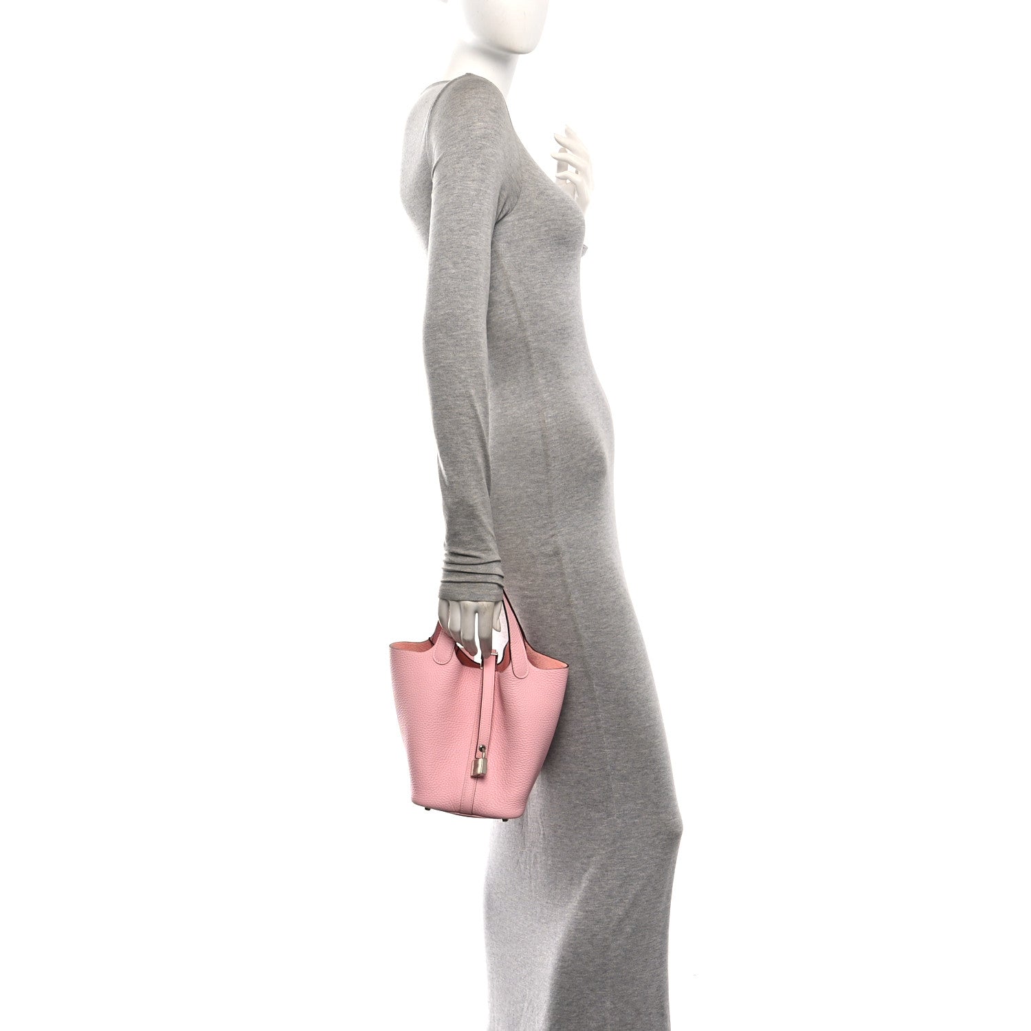 Hermes Taurillon Clemence Picotin Lock 18 PM Rose Sakura 2 of 11