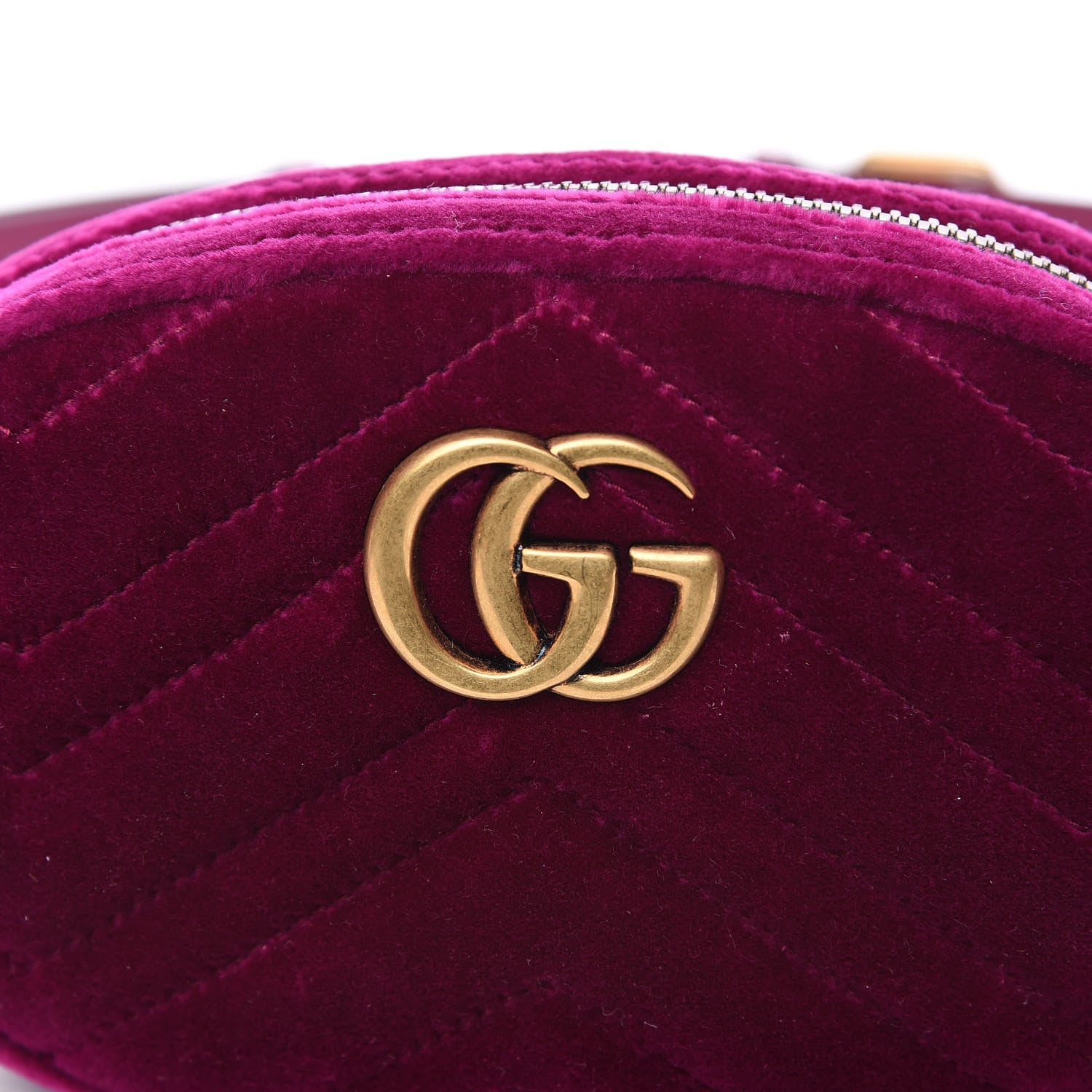 Gucci Velvet Matelasse GG Marmont Belt Bag 85 34 Fuchsia Violet Cyclamen 7 of 9