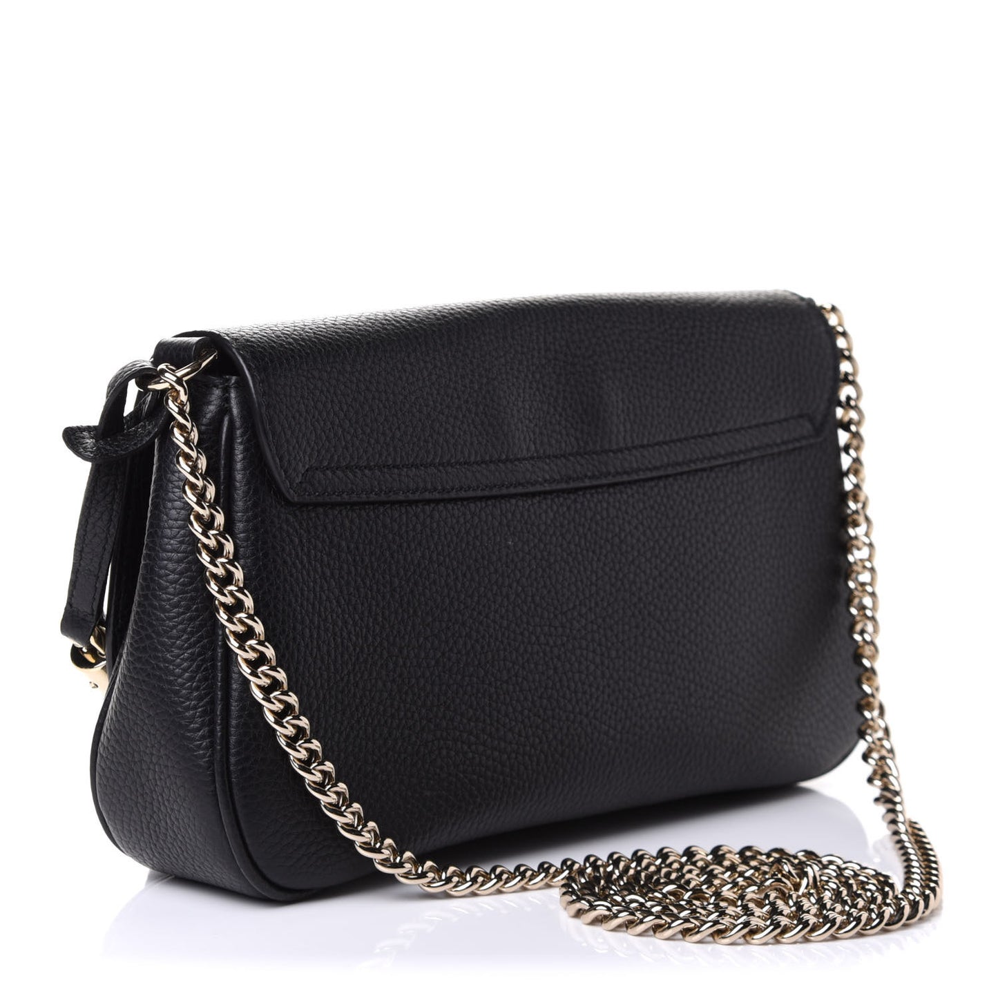 Pebbled Calfskin Medium Soho Flap Crossbody Black