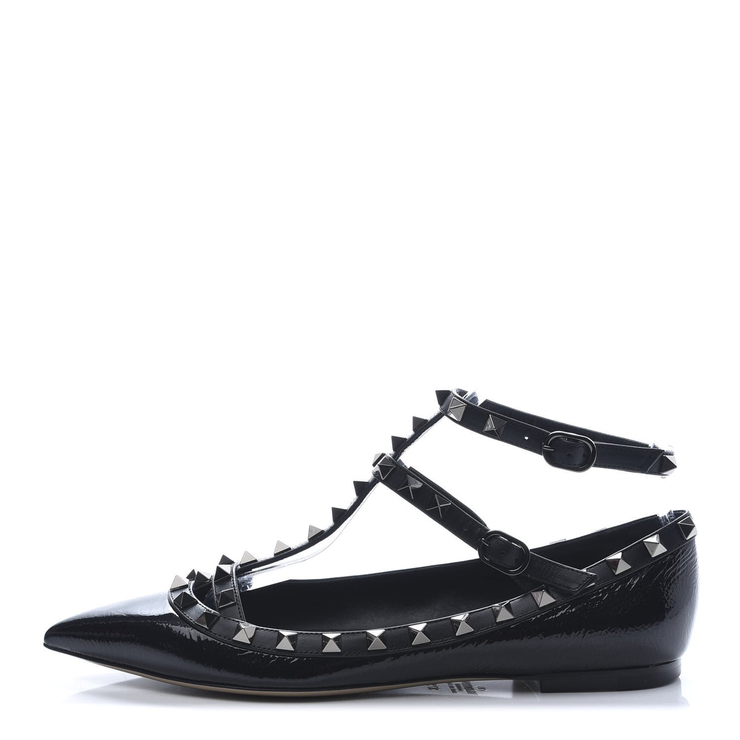 Patent Rockstud Cage Ballerina Flats 37.5 Black
