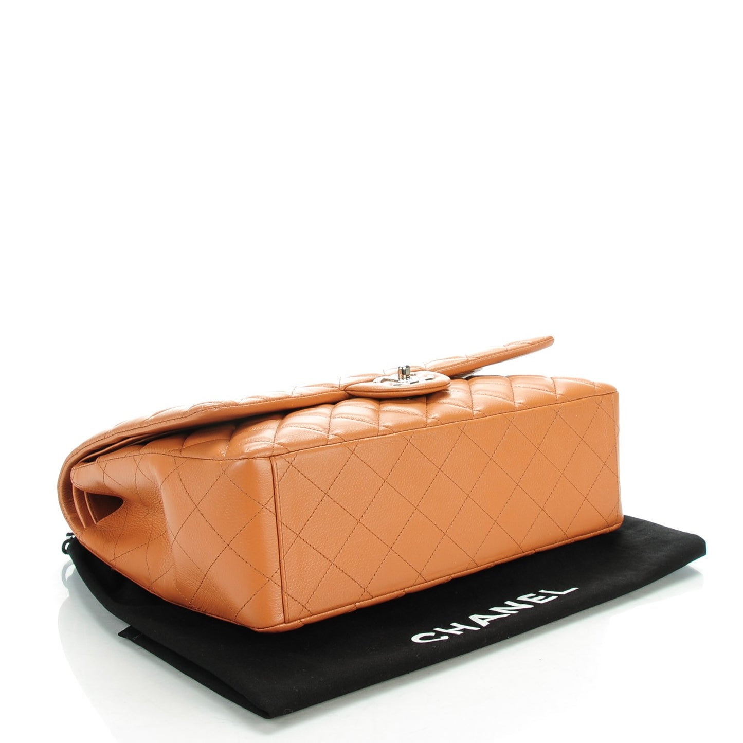 Caviar Quilted Maxi Double Flap Light Brown
