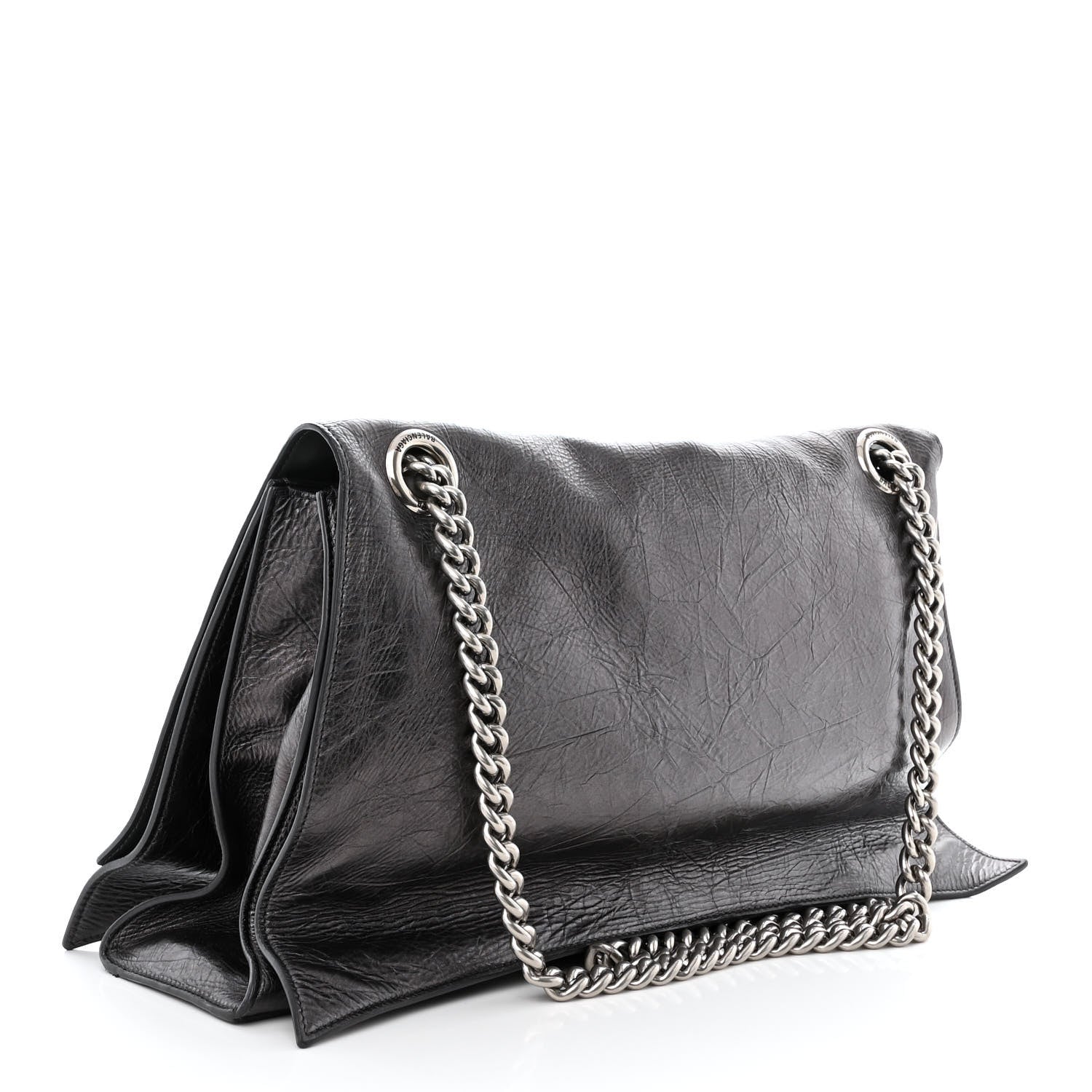 Balenciaga Metallic Crushed Calfskin Large Crush Chain Bag Steel Grey 3 of 14