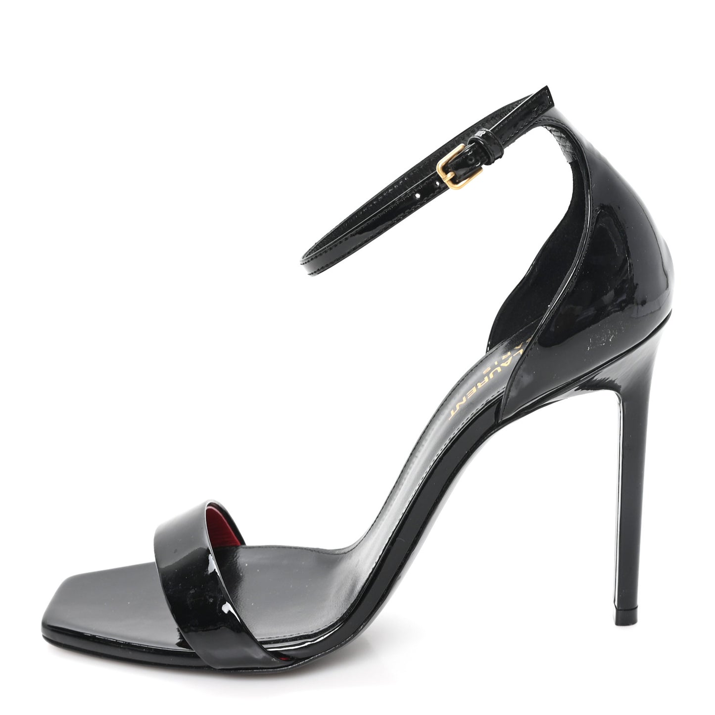 Patent Calfskin Amber 105 Ankle Strap Sandals 39 Black