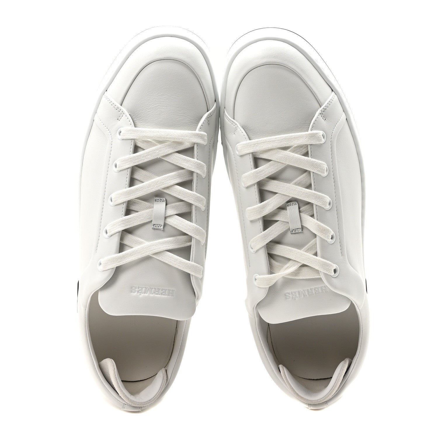 Hermes Calfskin Suede Goatskin Mens Kid Sneakers 43 White 2 of 9
