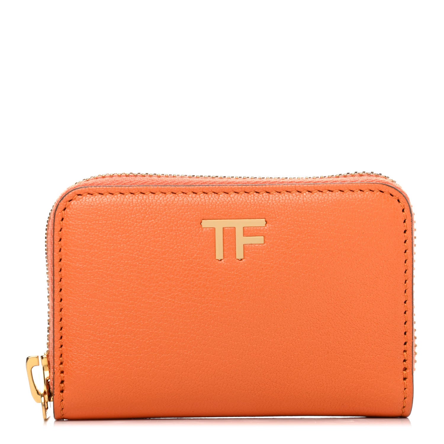 Tom Ford Calfskin Zip Coin Purse Orange 1 of 4