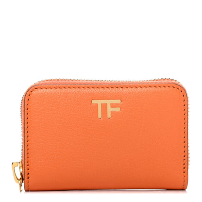 Tom Ford Calfskin Zip Coin Purse Orange 1 of 4