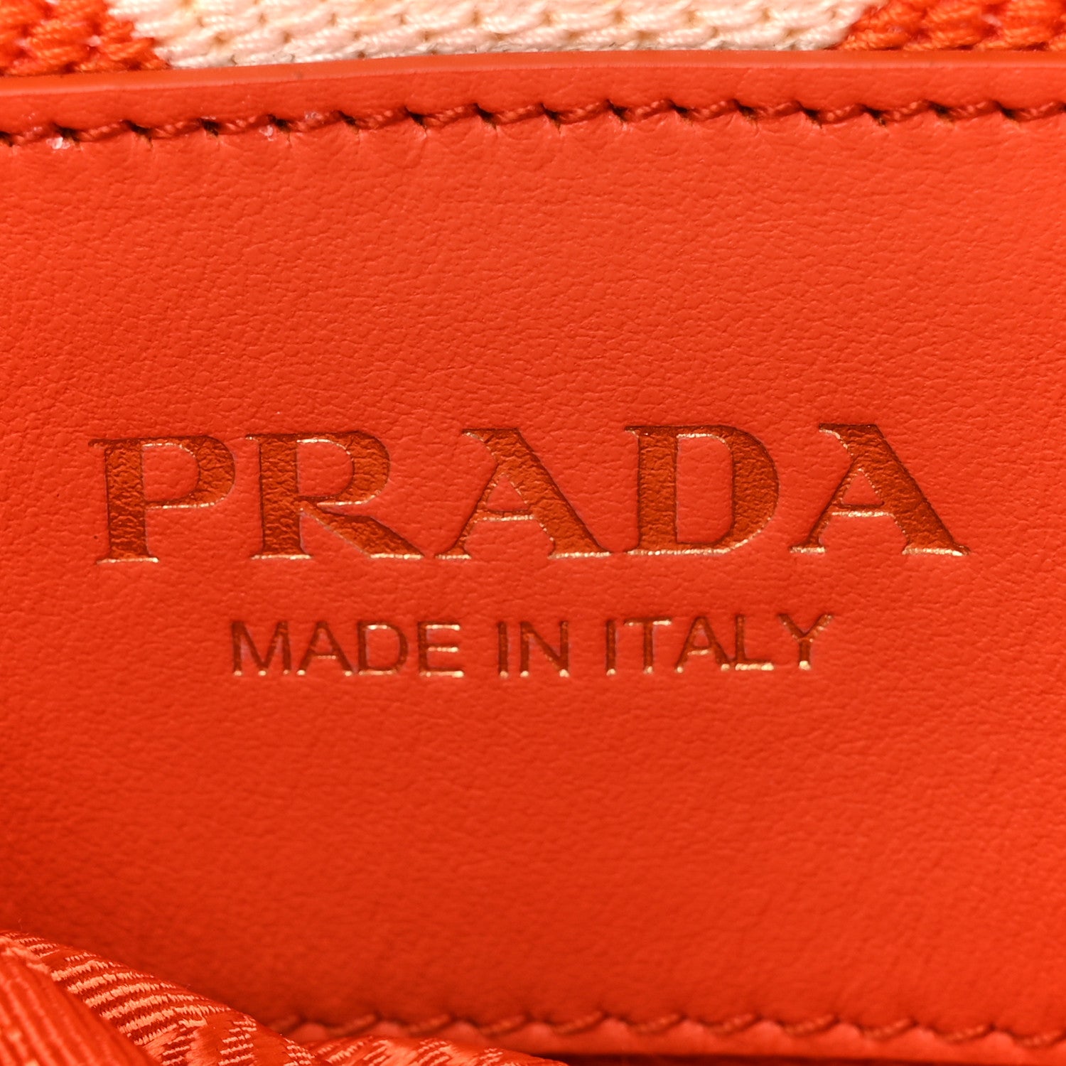 Prada Jacquard Saffiano Triangolo Symbole Embroidered Small Tote Arancio White 6 of 13
