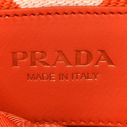Prada Jacquard Saffiano Triangolo Symbole Embroidered Small Tote Arancio White 6 of 13