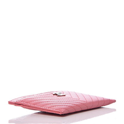 Chanel Caviar Chevron Quilted Card Holder Pink 4 of 9