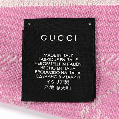 Gucci Wool Jacquard GG Monogram Reversible New Sten Fringe Scarf Ivory Pink 4 of 4