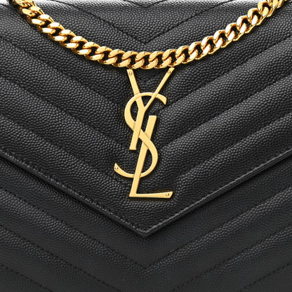 Saint Laurent Grain De Poudre Matelasse Chevron Monogram Chain Wallet Black 7 of 13
