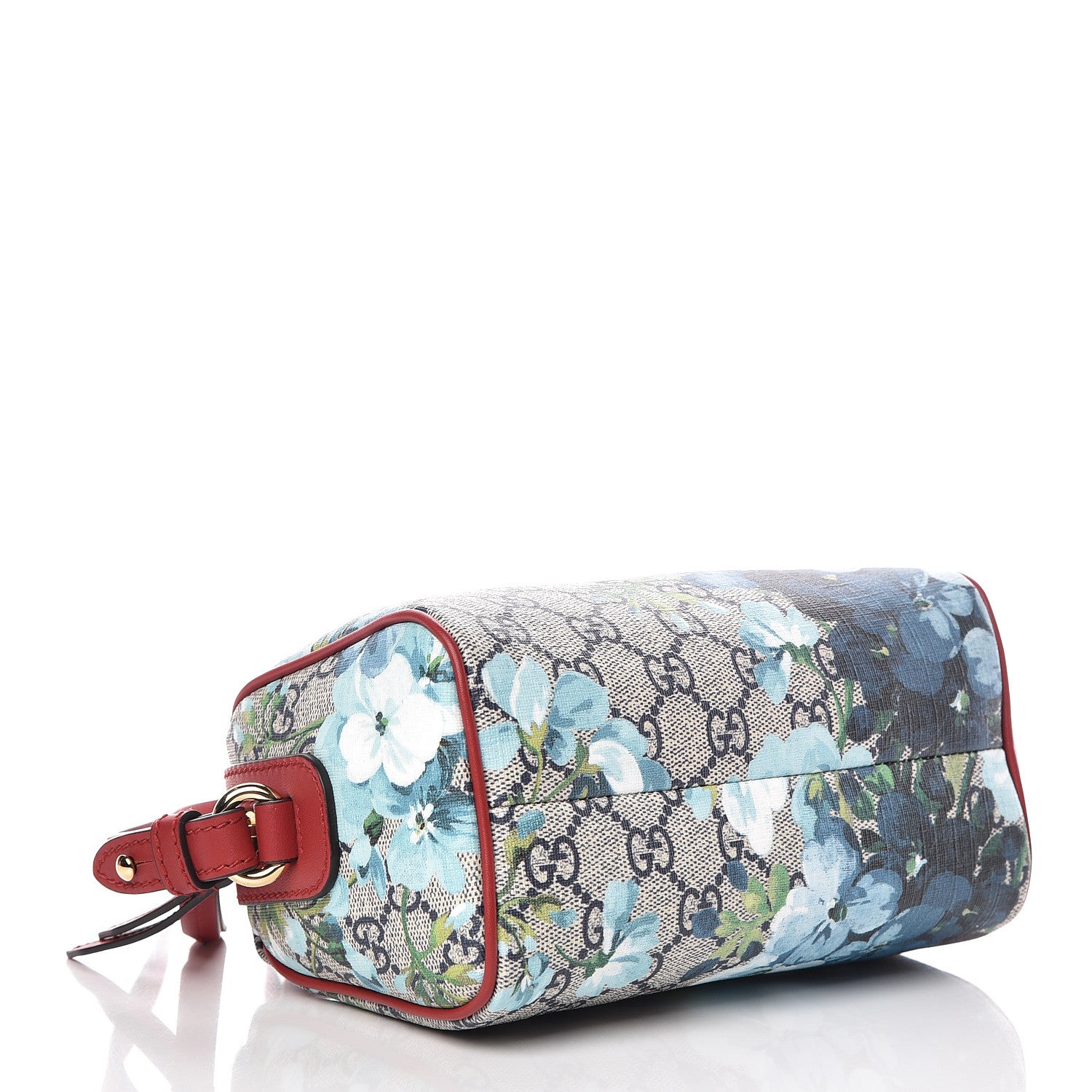 Gucci GG Supreme Monogram Blooms Mini Boston Navy Blue Hibiscus 4 of 9