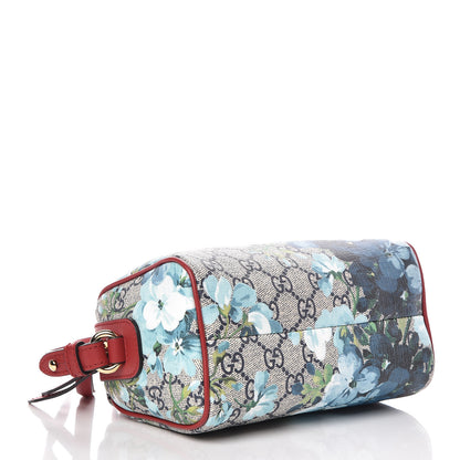 Gucci GG Supreme Monogram Blooms Mini Boston Navy Blue Hibiscus 4 of 9