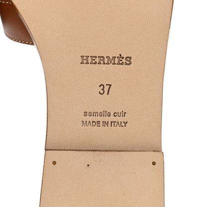 Hermes Box Calfskin Oran Sandals 37 Gold 6 of 8