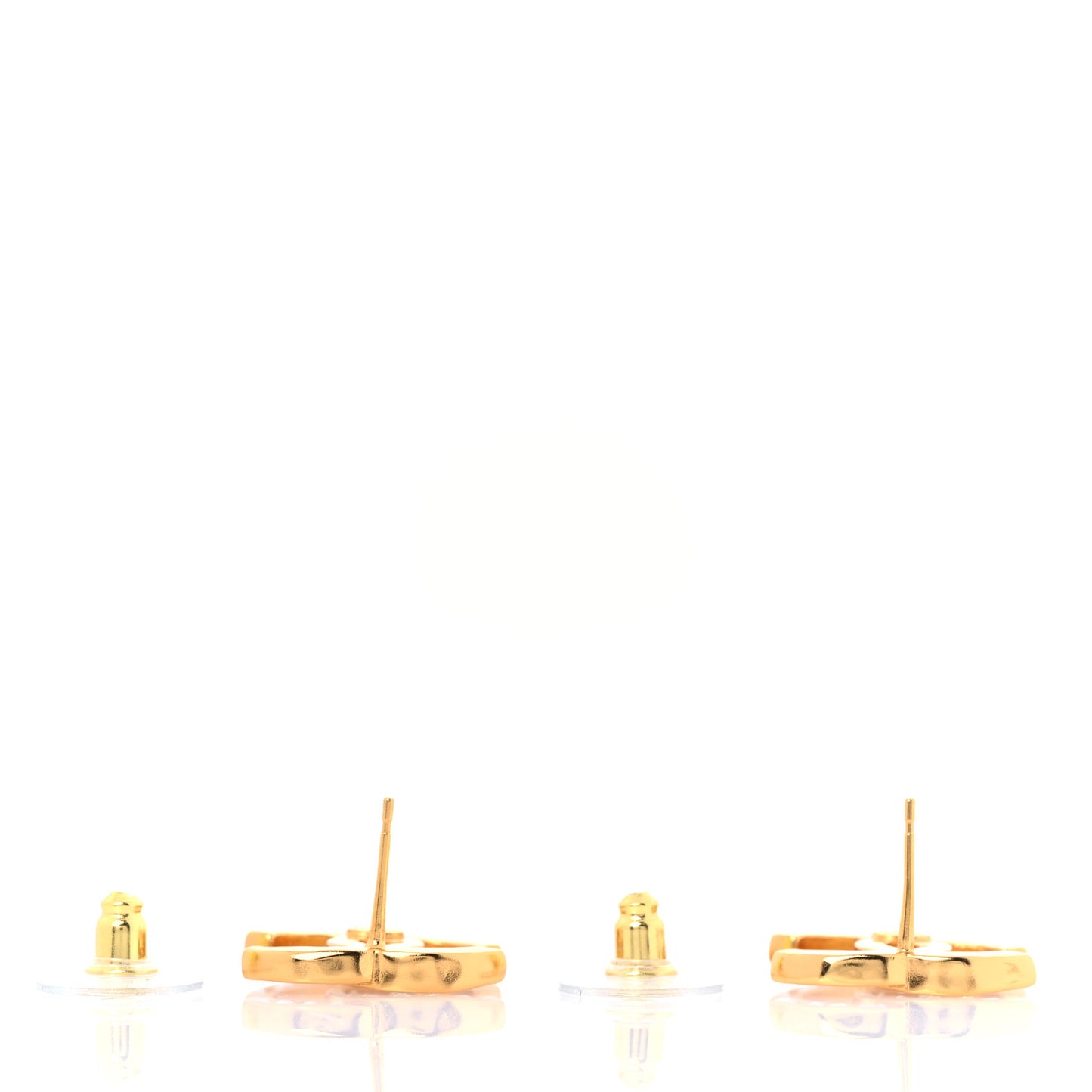 Metal CC Earrings Gold White