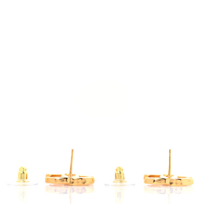 Chanel Metal CC Earrings Gold White 3 of 5