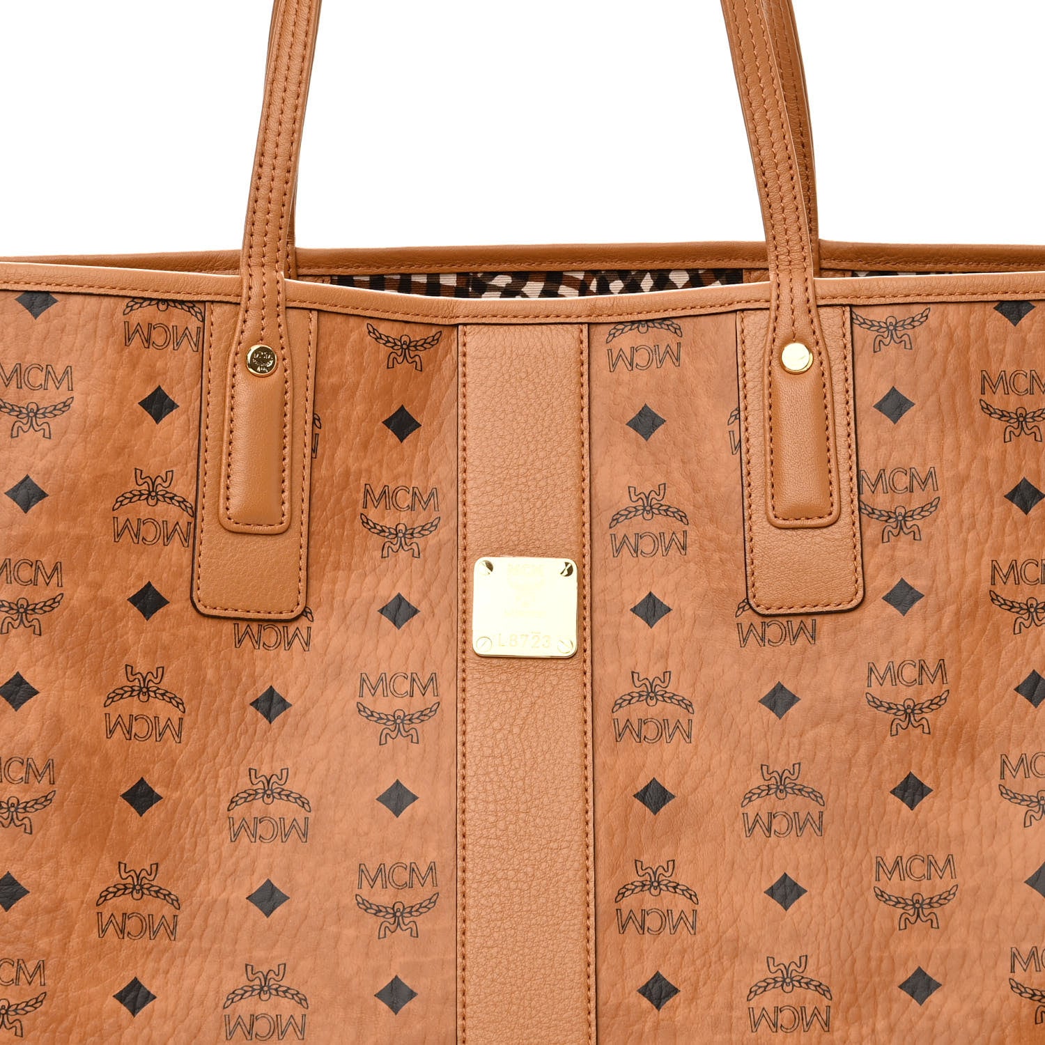 MCM Visetos Large Liz Reversible Shopper Tote Cognac 11 of 16
