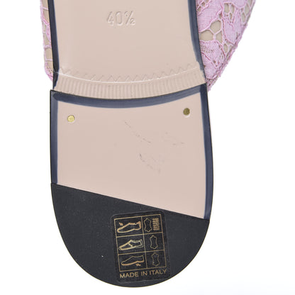 Gucci Lace Malaga Kid Womens Princetown Slippers 40.5 Sugar Pink Skin Rose 8 of 9