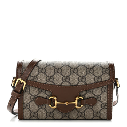 Gucci GG Supreme Monogram Mini Horsebit 1955 Shoulder Bag Beige Brown Sugar 1 of 11