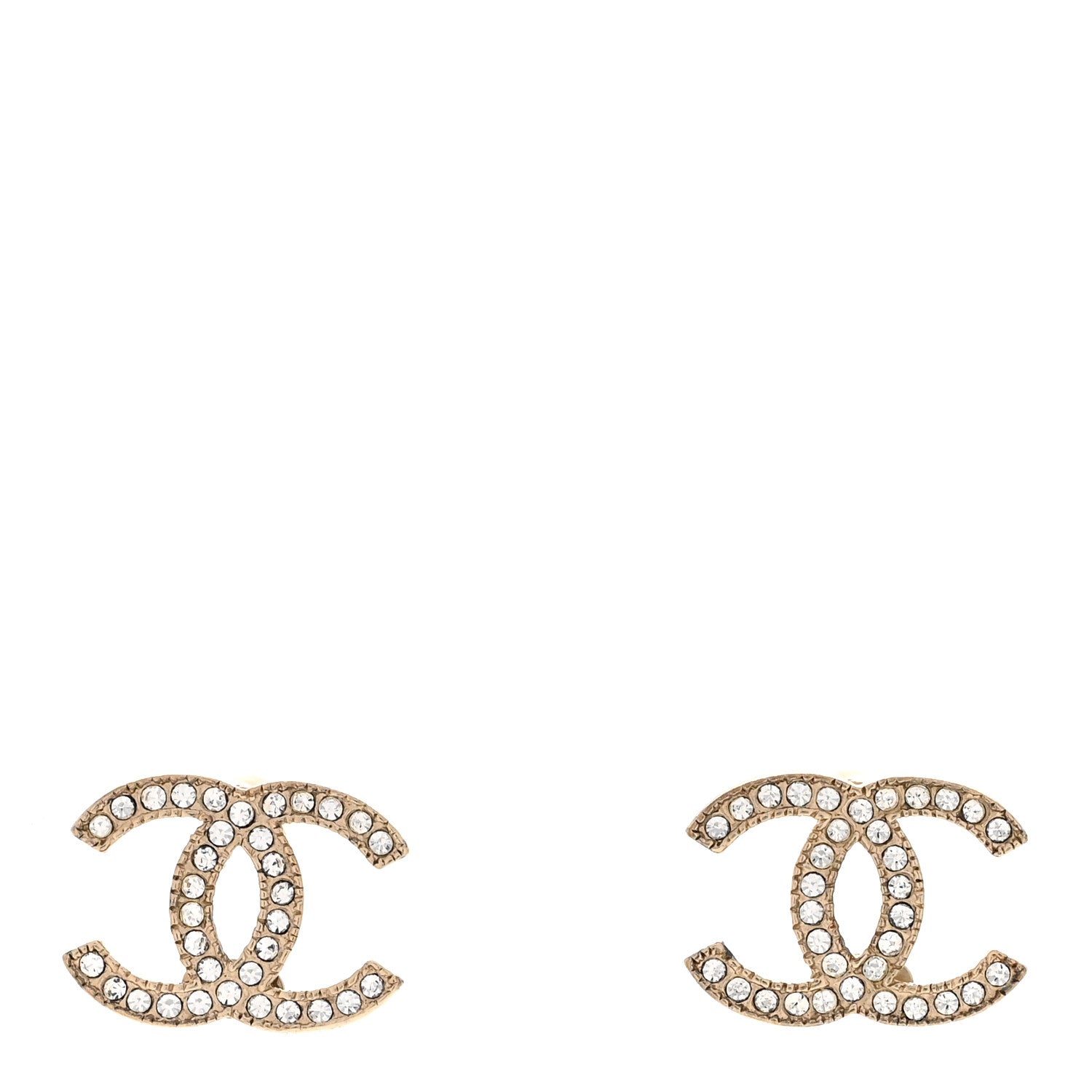 Chanel Crystal CC Earrings Gold 1 of 5